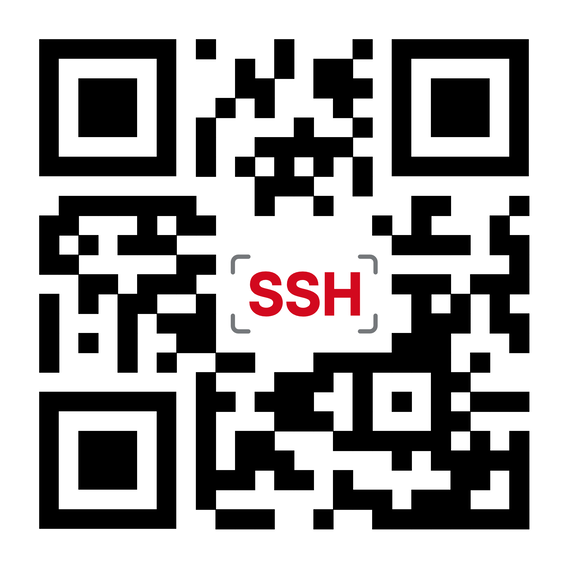 QR Code zum einscannen mit der Kamera um die Seite ssh-app.de direkt zu öffnen